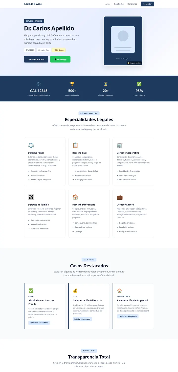 Captura de la plantilla Estudio Jurídico Pro