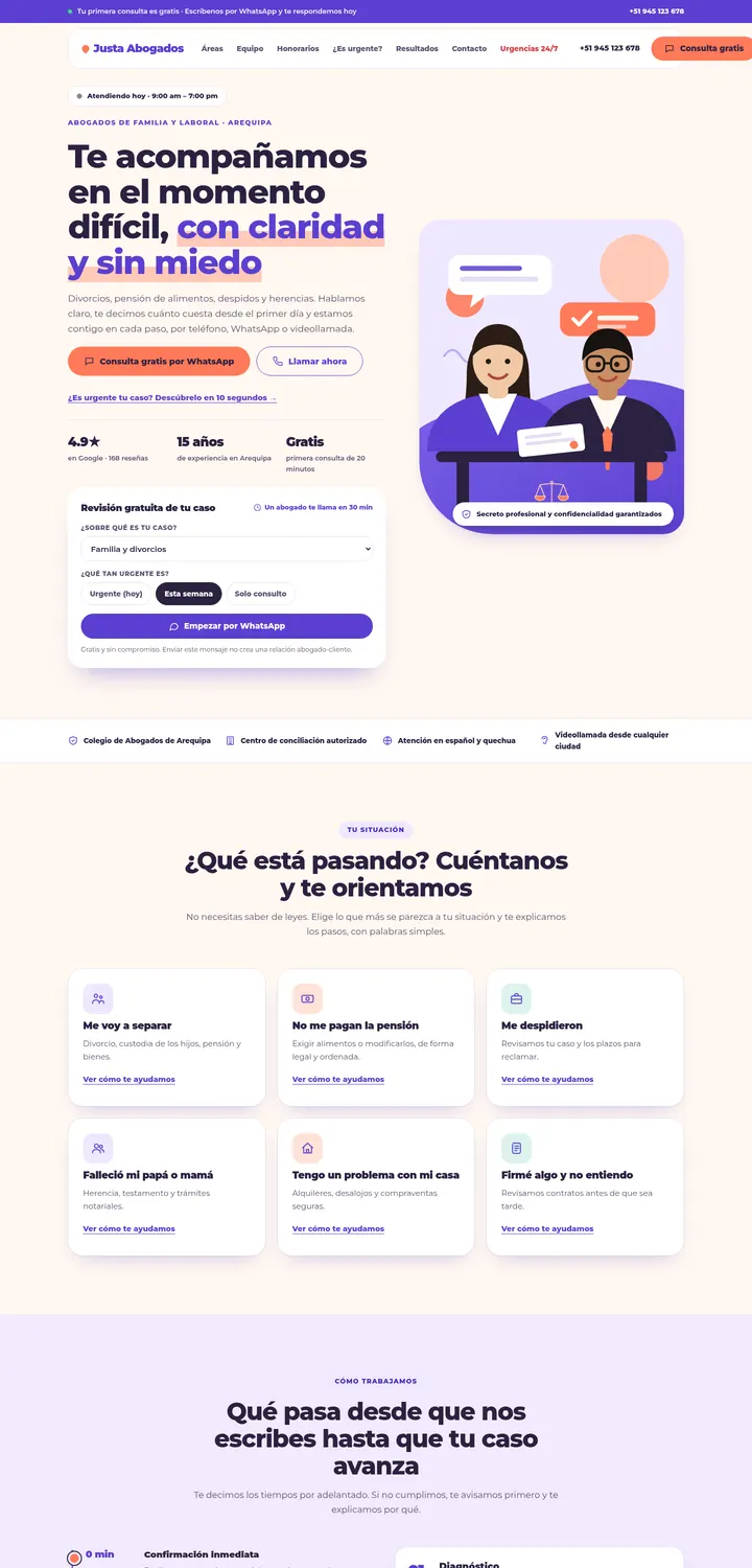 Captura de la plantilla Justa Abogados Cercano