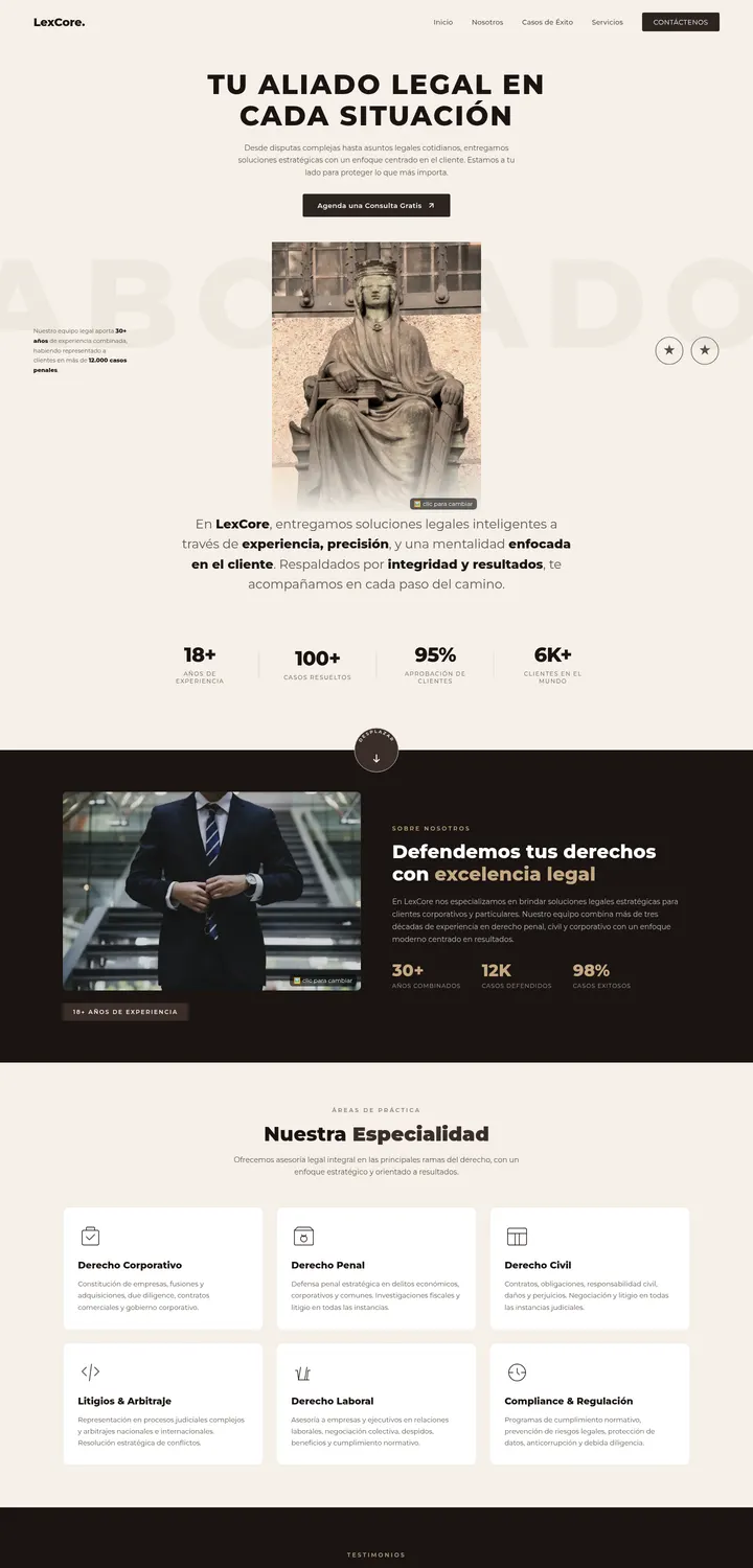 Captura de la plantilla LexCore