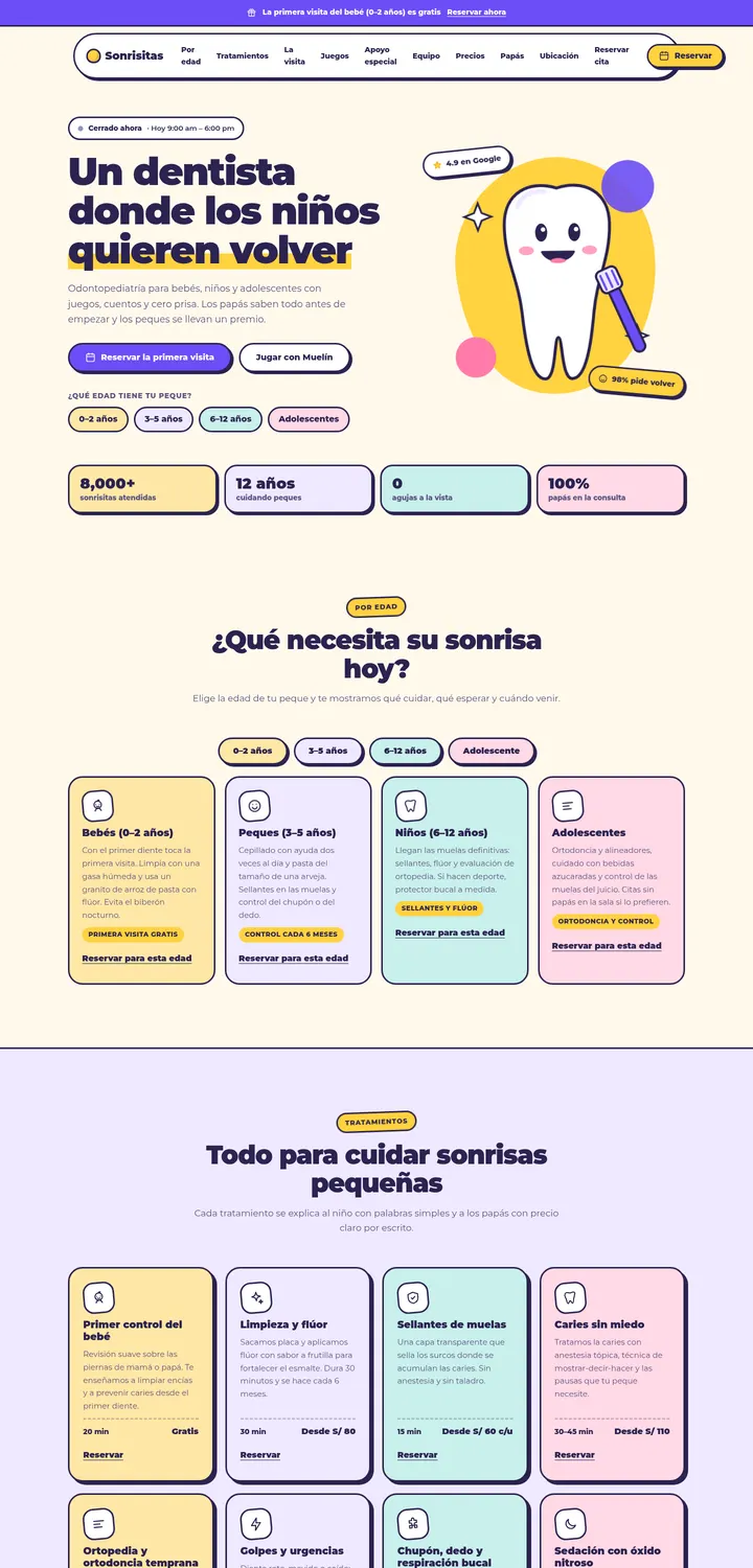 Captura de la plantilla Sonrisitas Odontopediatría