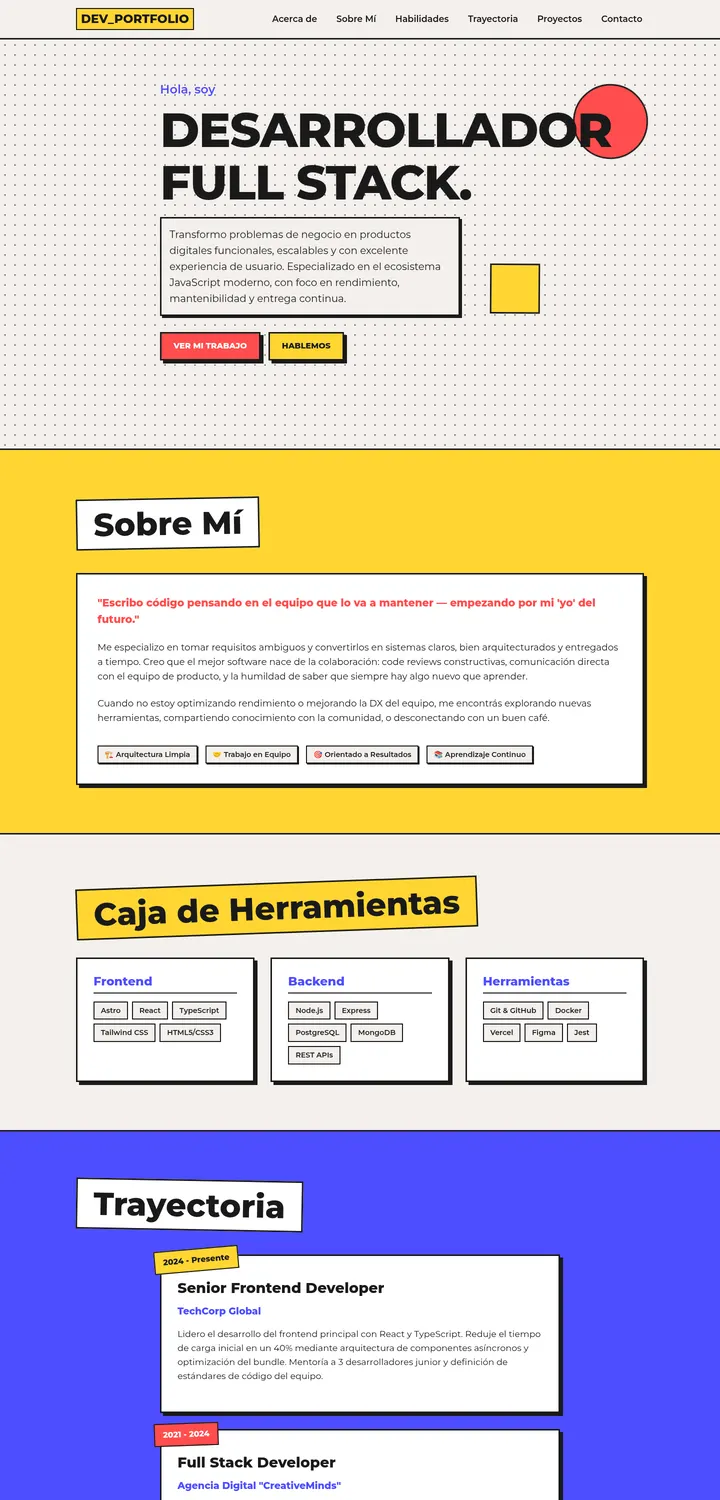Captura de la plantilla Portafolio Neobrutalista