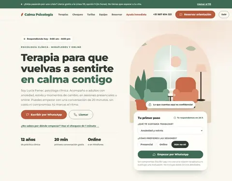 Plantilla Calma · Consultorio cálido
