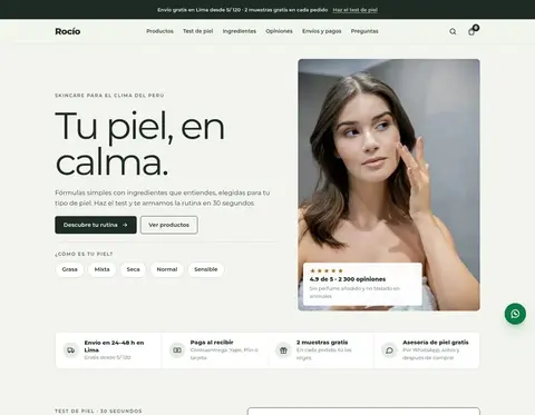 Plantilla Rocío · Skincare y cosmética