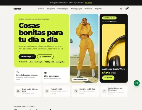 Plantilla Vitrina · Tienda por WhatsApp